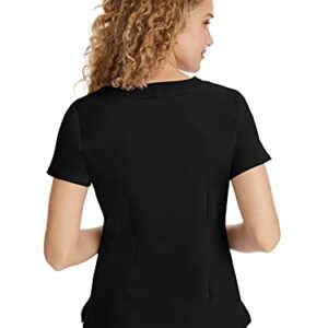 Purple Label by Healing Hands Scrubs Women's Jane V-neck 2 Pocket Top, XX-Large - Black