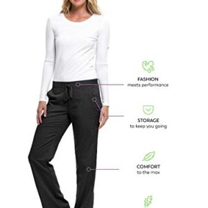 Healing Hands Scrub Pants for Women 2 Pocket Elastic Back Drawstring Pant Purple Label 9095 Taylor Black M