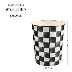 MACKENZIE-CHILDS Courtly Check Enamel Waste Bin, Decorative Trash Can for Bathroom or Bedroom