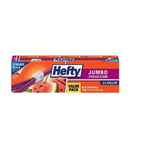 Hefty Slider 2.5 Gallon Jumbo Storage Bags, 12 Count (Pack of 3) 36 Bags Total