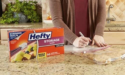 Hefty Slider 2.5 Gallon Jumbo Storage Bags, 12 Count (Pack of 3) 36 Bags Total