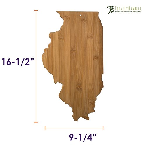 Totally Bamboo Serving and Cutting Board Illinois State Shaped, Natural Bamboo