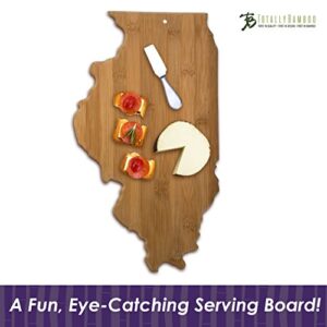 Totally Bamboo Serving and Cutting Board Illinois State Shaped, Natural Bamboo