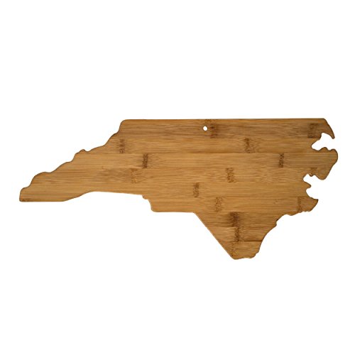 Totally Bamboo 20-7978NC North Carolina State Shaped Bamboo Serving and Cutting Board, Brown