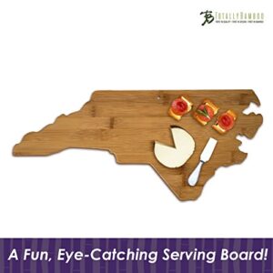 Totally Bamboo 20-7978NC North Carolina State Shaped Bamboo Serving and Cutting Board, Brown