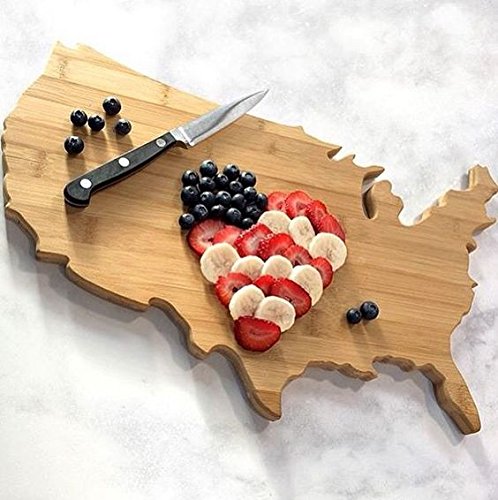 Totally Bamboo United States of America Shaped Bamboo Serving and Cutting Board