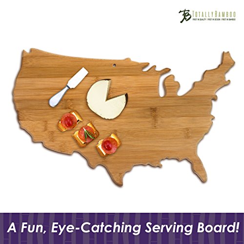 Totally Bamboo United States of America Shaped Bamboo Serving and Cutting Board