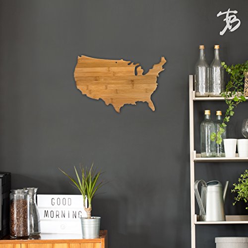 Totally Bamboo United States of America Shaped Bamboo Serving and Cutting Board