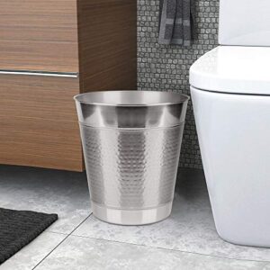 nu steel Hudson Bathroom Wastebasket Bin Trash Can in Premium Polished Stainless Steel for Bathrooms & Vanity Spaces