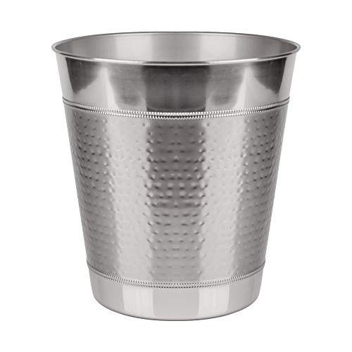 nu steel Hudson Bathroom Wastebasket Bin Trash Can in Premium Polished Stainless Steel for Bathrooms & Vanity Spaces
