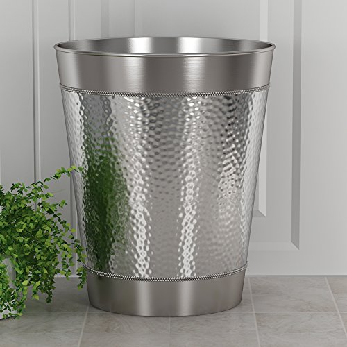 nu steel Hudson Bathroom Wastebasket Bin Trash Can in Premium Polished Stainless Steel for Bathrooms & Vanity Spaces