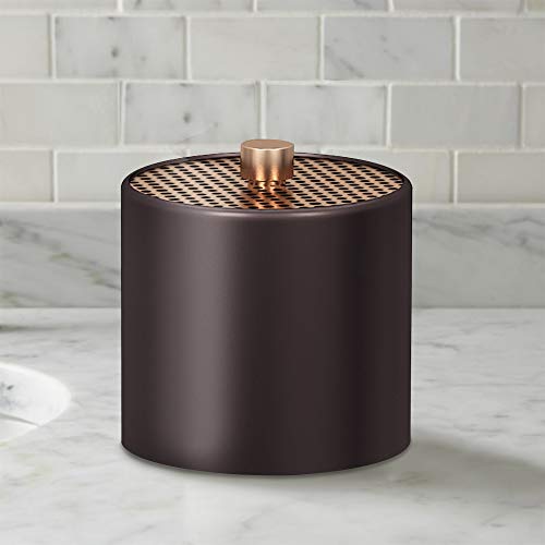 nu steel Selma Decorative Steel Bathroom Vanity Countertop Storage Organizer Canister Jar for Cotton Swabs, Rounds, Balls, Makeup Sponges, Bath Salts - Copper & Oil Rubbed Bronze