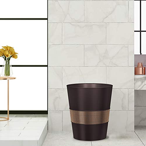 nu steel Nusteel Selma Decorative Steel Small Trash Can Wastebasket, Garbage Container Bin for Bathrooms, Powder Rooms, Kitchens, Home Offices-Copper & Oil Bronze, Large, Oil Rubbed Bronze & Copper