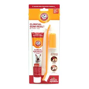 arm & hammer for pets clinical care dental gum health kit for dogs | contains toothpaste, toothbrush & fingerbrush | soothes inflamed gums, 3-piece kit, chicken flavor
