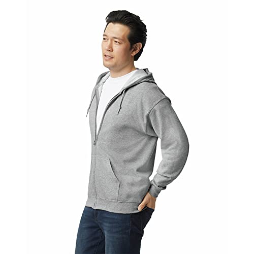 Gildan Adult Fleece Zip Hooded Sweatshirt, Style G18600, Sport Grey, Medium