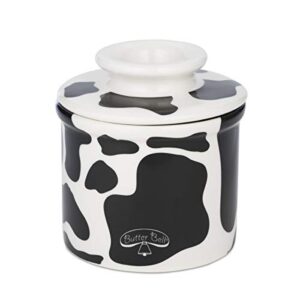 butter bell - the original butter bell crock by l tremain, a countertop french ceramic butter dish keeper for spreadable butter, cow pattern, black & white