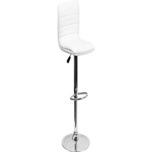 flash furniture vincent 2 pack modern white vinyl adjustable bar stool with back, counter height swivel stool with chrome -pedestal base