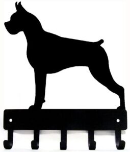 the metal peddler boxer dog - key holder for wall - small 6 inch wide - made in usa; home organization; foyer, hallway, office