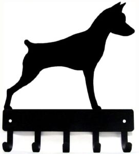 the metal peddler miniature pinscher dog - key holder for wall - small 6 inch wide - made in usa; gift for dog lovers