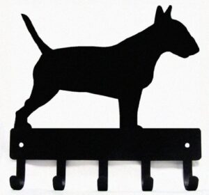 the metal peddler bull terrier dog - key holder for wall - small 6 inch wide - made in usa; home organization; foyer, hallway, office