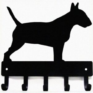 The Metal Peddler Bull Terrier Dog - Key Holder for Wall - Small 6 inch Wide - Made in USA; Home Organization; Foyer, Hallway, Office