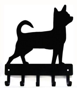 the metal peddler chihuahua dog - key holder for wall - small 6 inch wide - made in usa; home organization; foyer, hallway, office