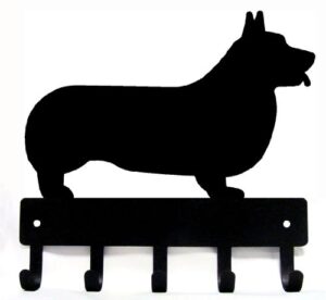 the metal peddler corgi dog - key holder for wall - small 6 inch wide - made in usa; home organization; foyer, hallway, office
