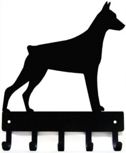 the metal peddler doberman dog - key holder for wall - small 6 inch wide - made in usa; home organization; foyer, hallway, office