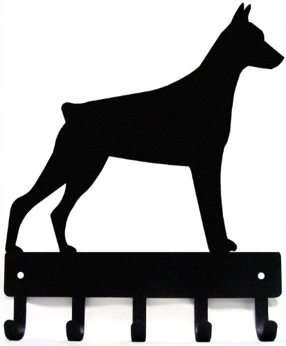 The Metal Peddler Doberman Dog - Key Holder for Wall - Small 6 inch Wide - Made in USA; Home Organization; Foyer, Hallway, Office