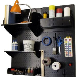 Wall Control Pegboard Hobby Craft Pegboard Organizer Storage Kit with Black Pegboard and Black Accessories