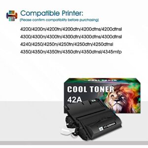 Cool Toner Compatible Toner Cartridge Replacement for HP 42A Q5942A 42X Q5942X Q1338A for HP 4250 4200 4350 4300 4250N 4240 4350N 4250TN 4250DTN 4350DTN 4350TN Printer Ink (Black, 1-Pack)