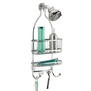 idesign metal extra-wide hanging shower caddy, the york collection – 10" x 4" x 22", silver