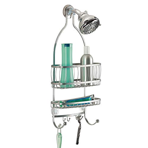 iDesign Metal Extra-Wide Hanging Shower Caddy, The York Collection – 10" x 4" x 22", Silver