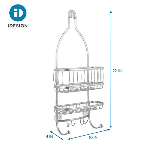 iDesign Metal Extra-Wide Hanging Shower Caddy, The York Collection – 10" x 4" x 22", Silver