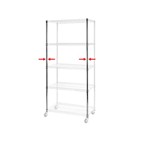 Seville Classics Crafted Steel Replacement Utility Parts Office, Kitchen, Warehouse, Garage On Racks, Carts, Workbenches, Shelving Units, 72" H x 1" Poles, Chrome