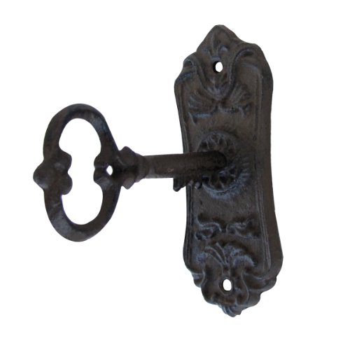 TG,LLC Treasure Gurus Cast Iron Victorian Skeleton Key in Door Lock Wall Coat Hook