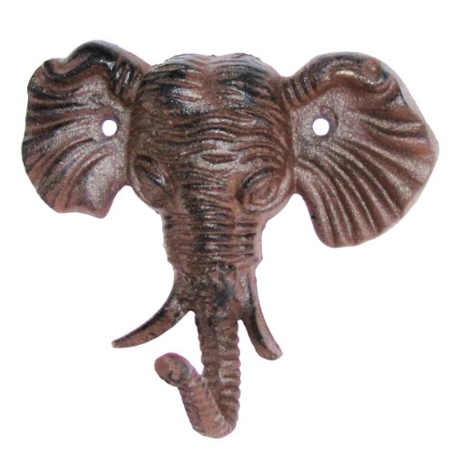 Treasure Gurus Cast Iron Wall Mount Elephant Head Hook