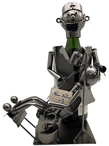 Metal Dentist with Patient Wine Bottle Holder Character