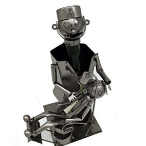 Metal Dentist with Patient Wine Bottle Holder Character