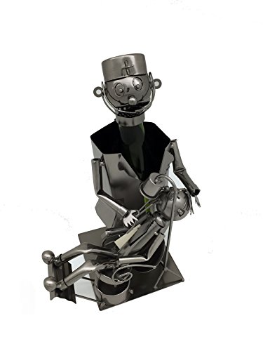 Metal Dentist with Patient Wine Bottle Holder Character