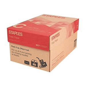 staples copy paper multi-purpose copier and fax machine carton, letter size, acid free, 92 bright, 20 lb, white, 5000 sheets/case