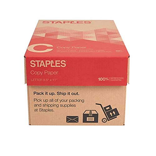 Staples Copy Paper Multi-Purpose Copier and Fax Machine Carton, Letter Size, Acid Free, 92 Bright, 20 lb, White, 5000 Sheets/Case