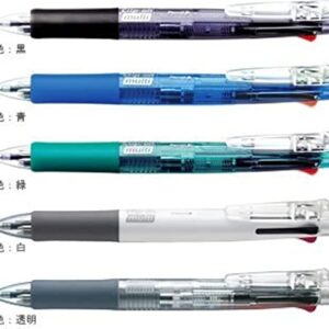 Zebra B4sa1 Clip-on Multi Multifunctional Pen (0.7mm Black, Blue, Red and Green + 0.5mm Mechanical Pencil) - Transparent Barrel & 4colors Ink Pens Refills Value set(with Our Shop Original Description of Goods)