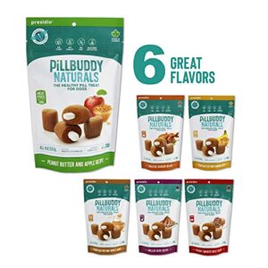 Presidio Pill Buddy Naturals - All Natural Ingredients - PB & Apple Recipe Pill Hiding Treats for Dogs - Make A Perfect Pill Concealing Pocket Or Pouch for Any Size Medication - 30 Servings