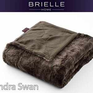 Brielle Faux Fur Oversized Throw, 50" by 70", Tundra Swan Dark Brown (807000148165)