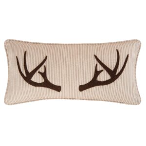 c&f home sleepy forest deer antler lumbar tufted pillow decor decoration fall throw pillow for couch chair living room bedroom 12 x 24 tan