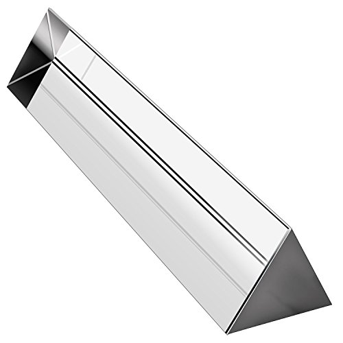 Amlong Crystal 6 inch Optical Glass Triangular Prism for Teaching Light Spectrum Physics and Photo Photography Prism, 150mm