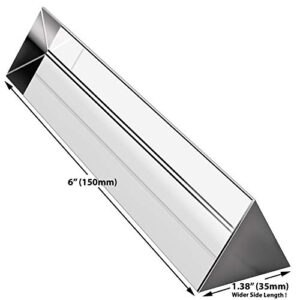 Amlong Crystal 6 inch Optical Glass Triangular Prism for Teaching Light Spectrum Physics and Photo Photography Prism, 150mm