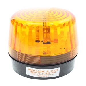 seco-larm sl-126-a24q/a strobe light, amber lens; for "informative" general signaling requirements; for 6 to 24-volt use; incorrect polarity cannot damage circuit or draw current; easy 2-wire installation, regardless of voltage