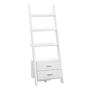 monarch specialties , bookcase, ladder with 2-storage drawers, white, 69"h
